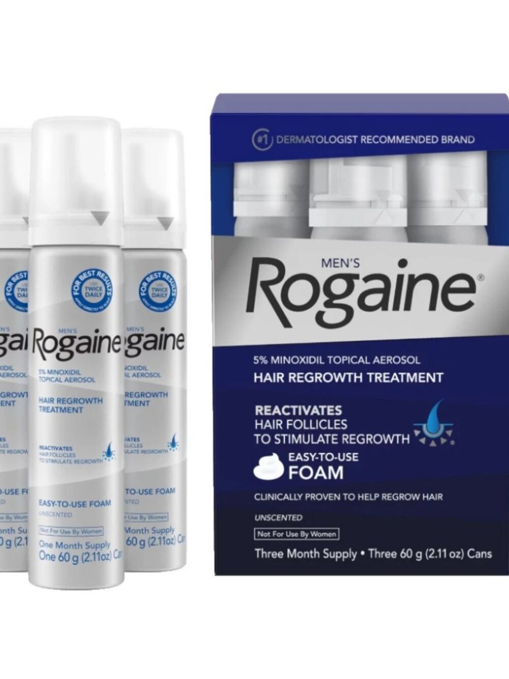 Rogaine Men’s 5% Minoxidil Foam Hair Regrowth Treatment 3 Month Supply NEW